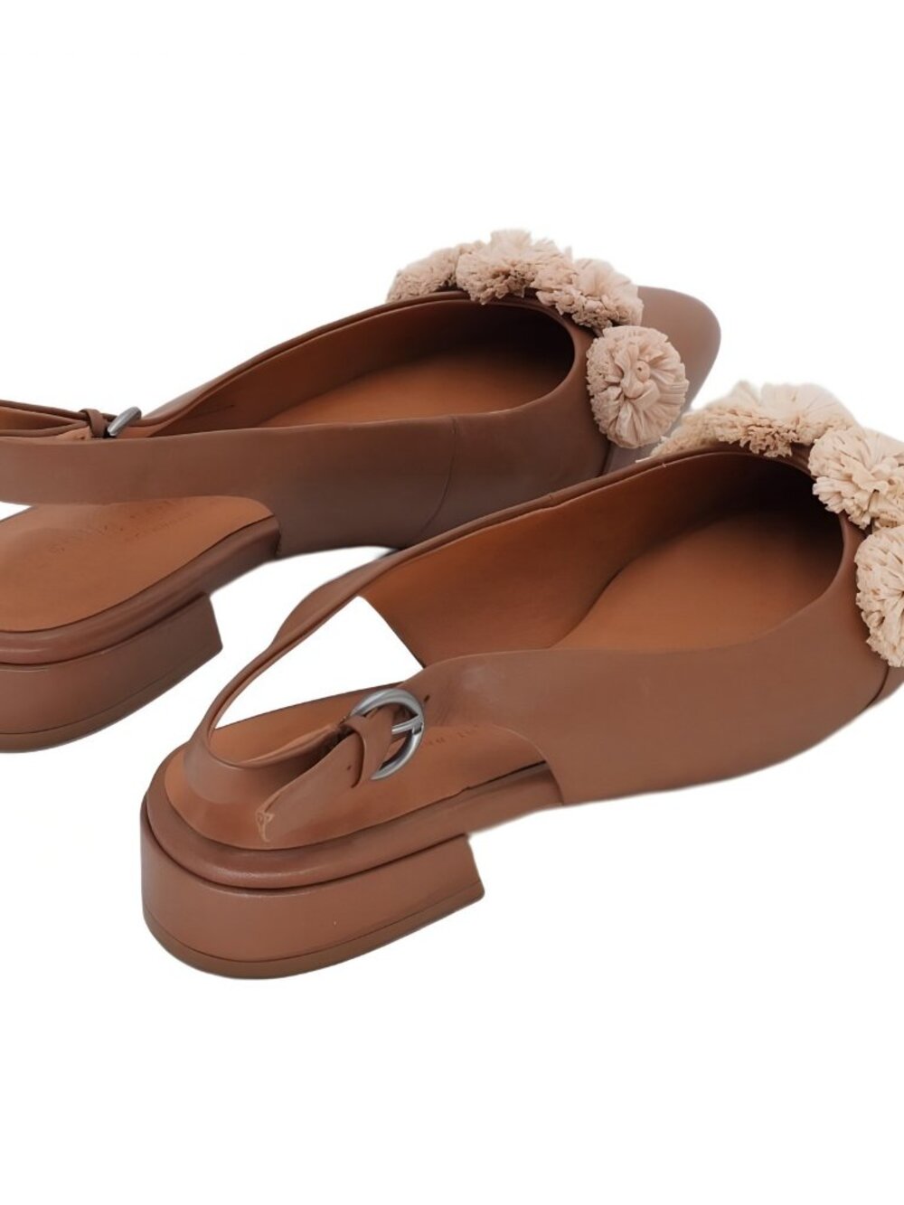 Gentle Souls Anana Poi Pom Pom Slingback Sandal Luggage Leather Sz 8.5M - Picture 3 of 6